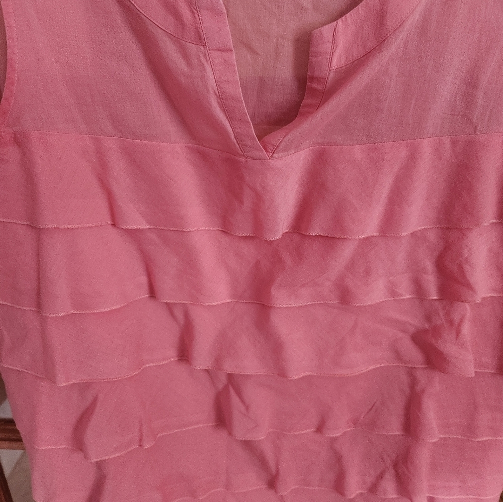 LOFT Pink Ruffled Tank Blouse - Picture 3 of 4